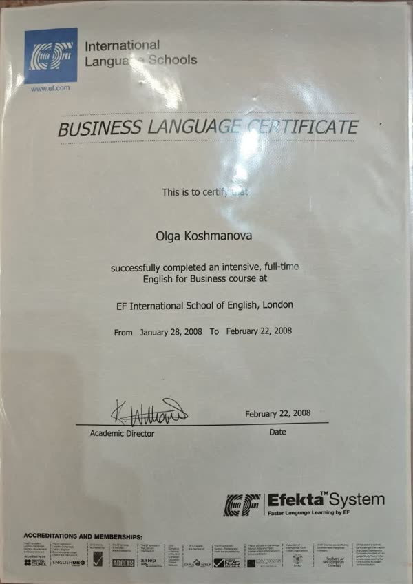 Business Language Certificate, EF International School of English, Лондон